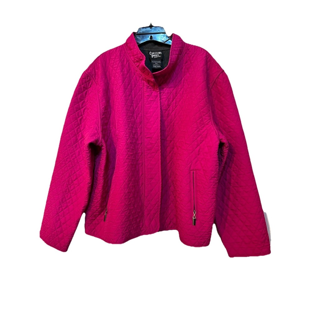 Vintage Crossing Pointe Women's Size‎ XLG Pink Quilted Gray Lined Full Zip
